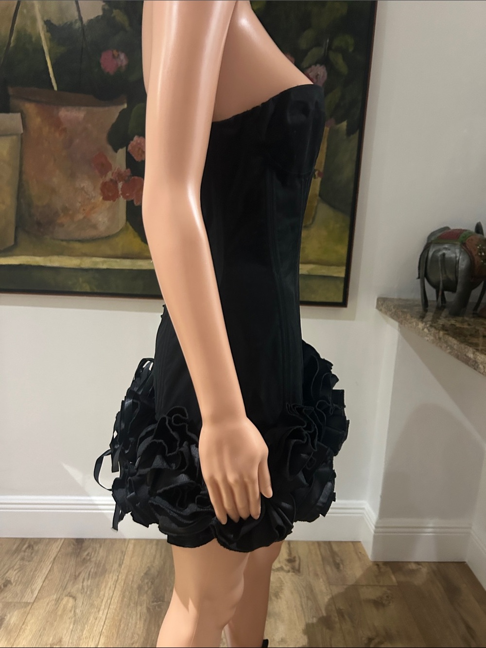 NWT Mermaid Way It girl rose-flower corset black mini dress - Picture 4 of 16
